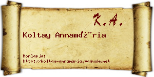 Koltay Annamária névjegykártya